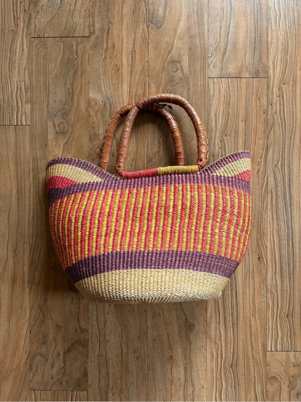 Vintage African handwoven bolga basket
